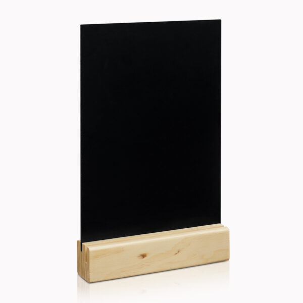Pizarra de mesa SAGUNTUM de madera, personalizable, ideal para menús en bares y restaurantes vista frontal