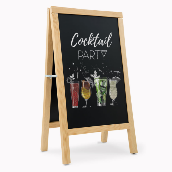 pizarra de caballete pino personalizada para bares y restaurantes