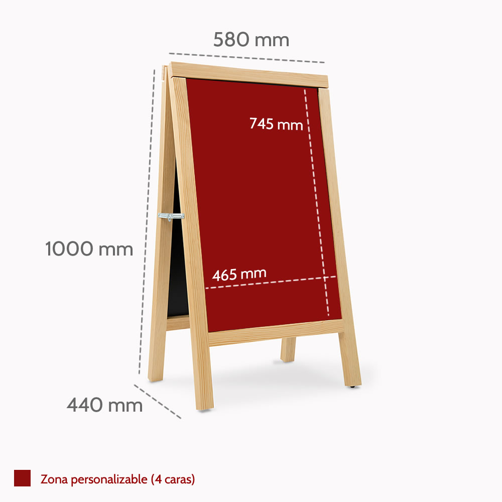 Pizarra Caballete Deluxe caoba 85x55cm