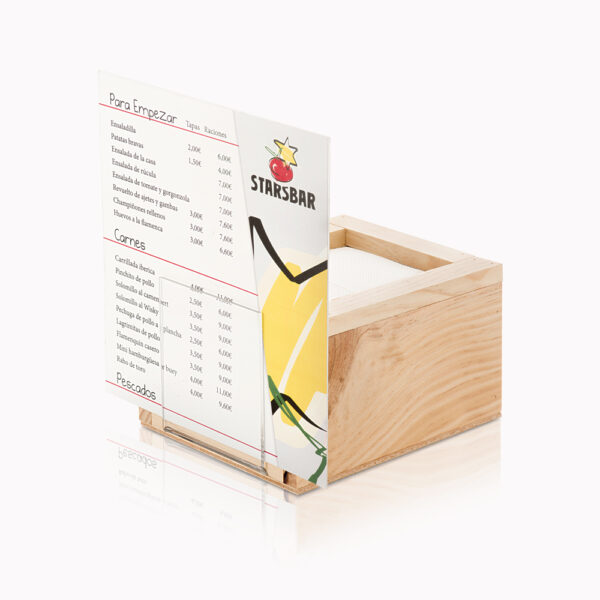 servilletero con portacarta personalizado para bares y restaurantes