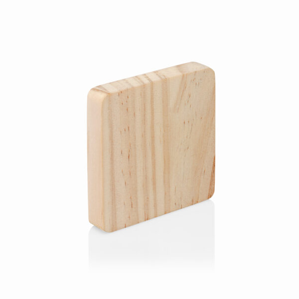 Soporte QR GADES de madera de pino natural, personalizable, ideal para mesas de bares y restaurantes vista detallada lateral