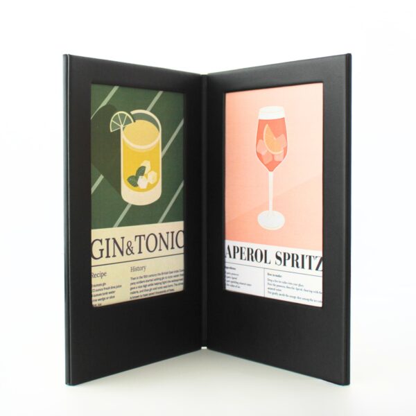 Carta iluminada tamaño pequeño modelo PITIUSA para presentación de menús en ambientes con poca luz personalizada vista dentro